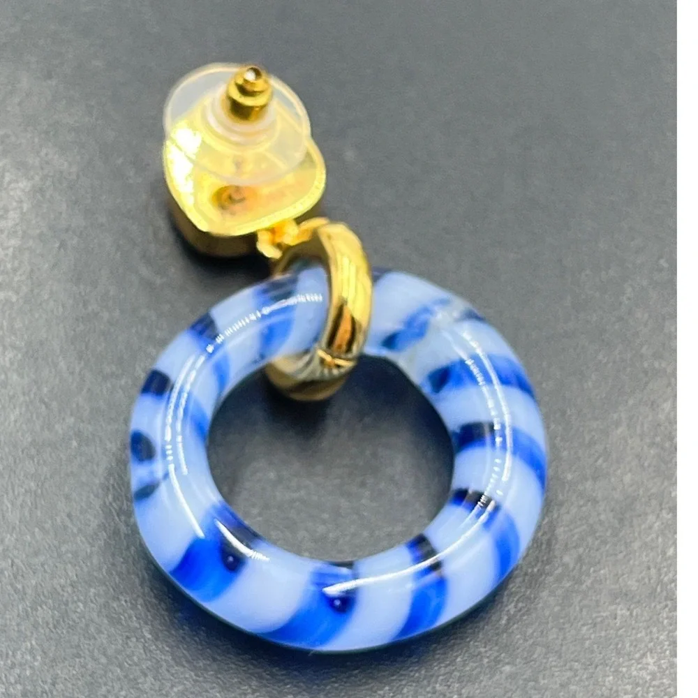 Lizzie Fortunato Madeira Blue White Glass MOP Top Earring One Single Replacement